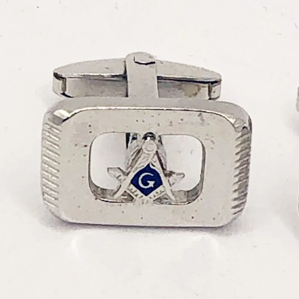Vintage Foster Masonic Cuff Links | Silver-Tone Freemason Square & Compasses